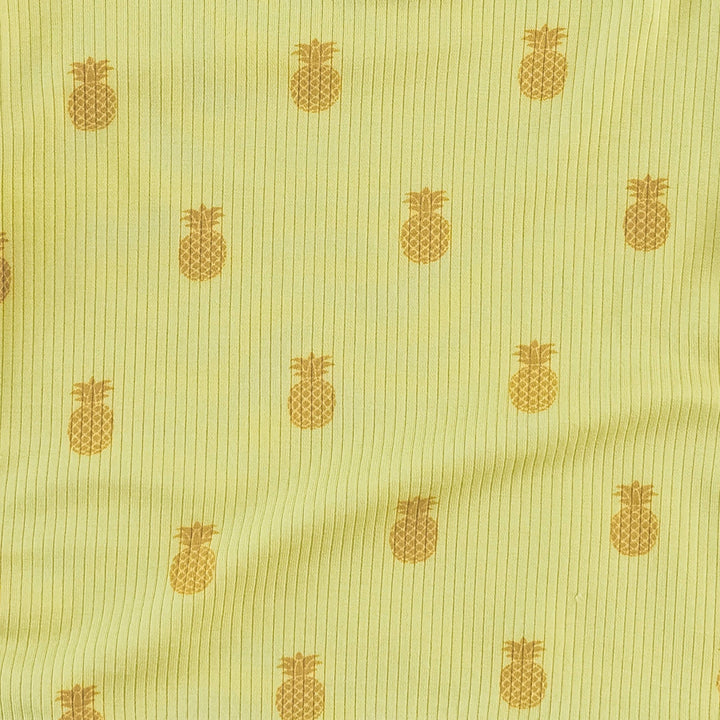 long sleeve lap neck footie | tiny pineapple | modal skinny rib