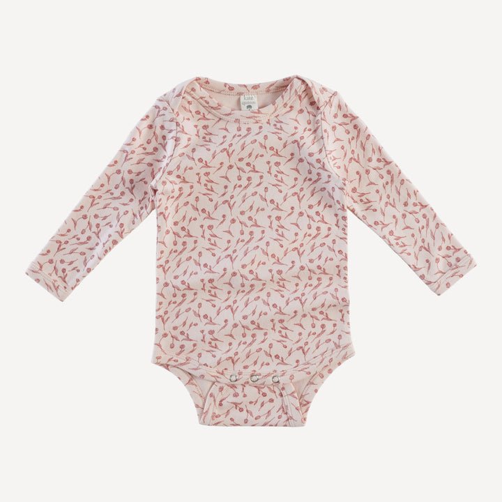 long sleeve lap neck bodysuit | tulips | organic cotton interlock