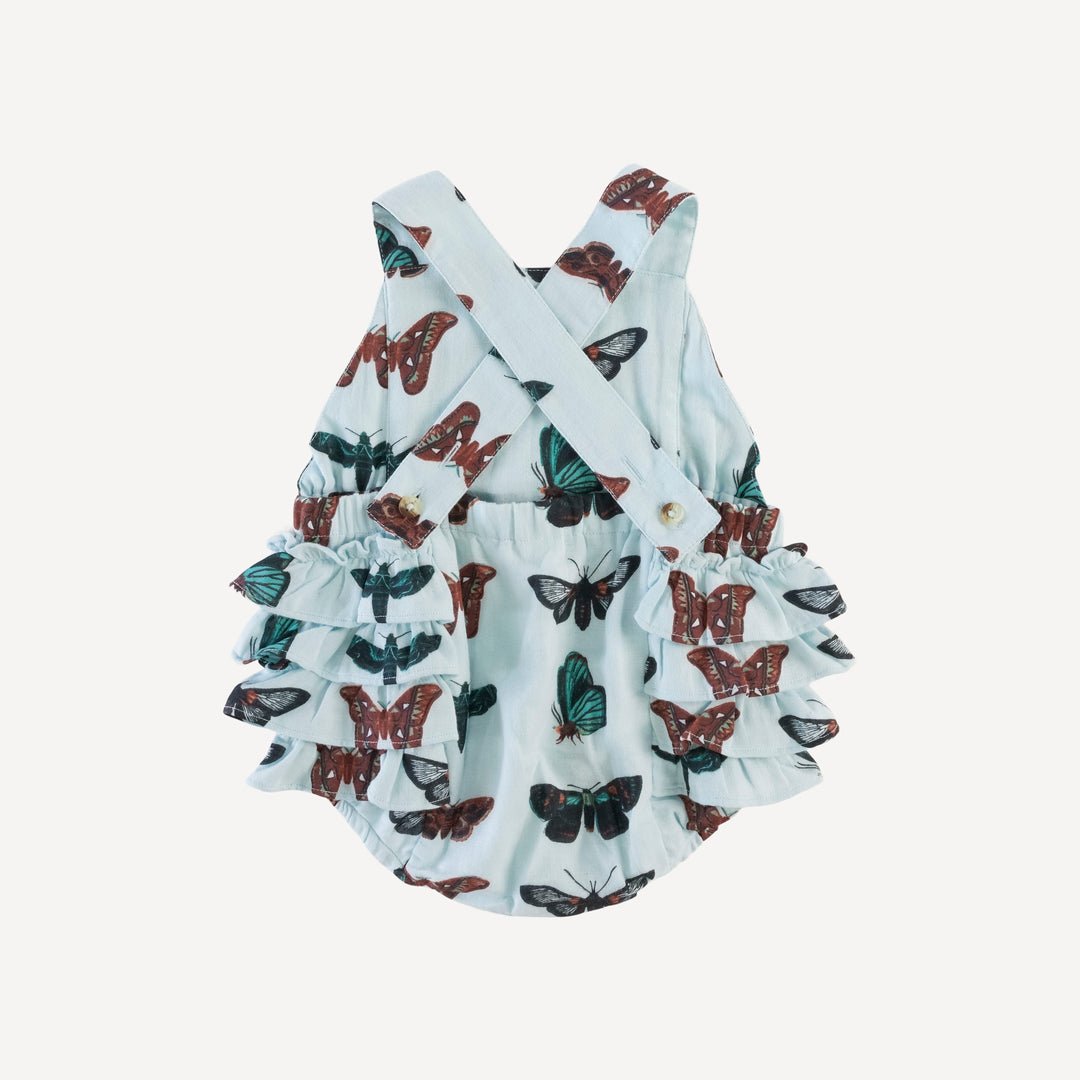 side ruffle bubble | turquoise moths | organic cotton gauze