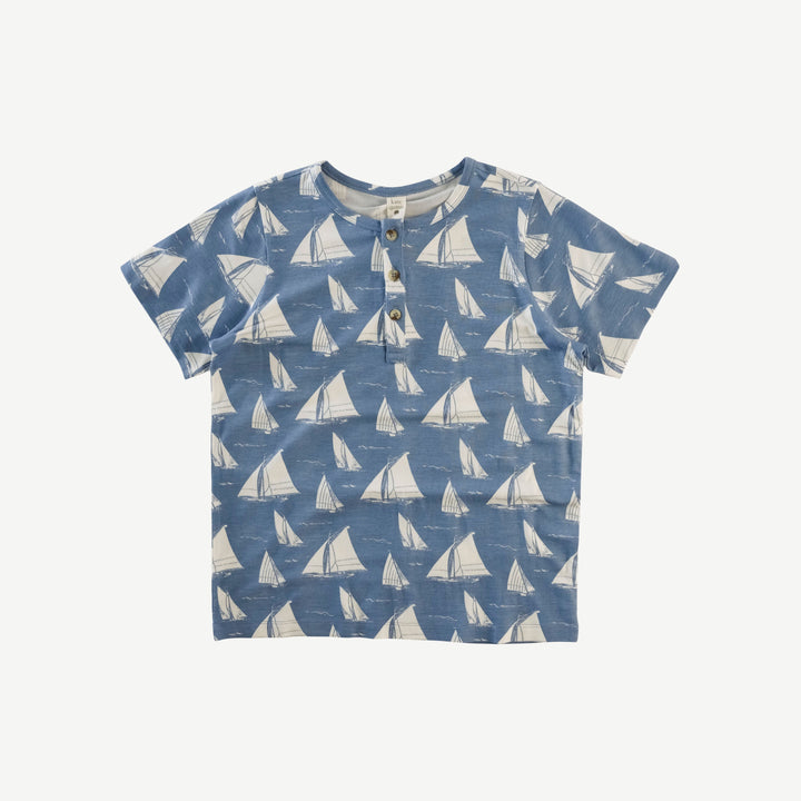 tween short sleeve henley tee | mid-century sailing | bamboo