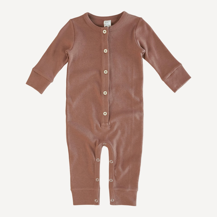 long sleeve button sport jumpsuit | twig | organic cotton interlock