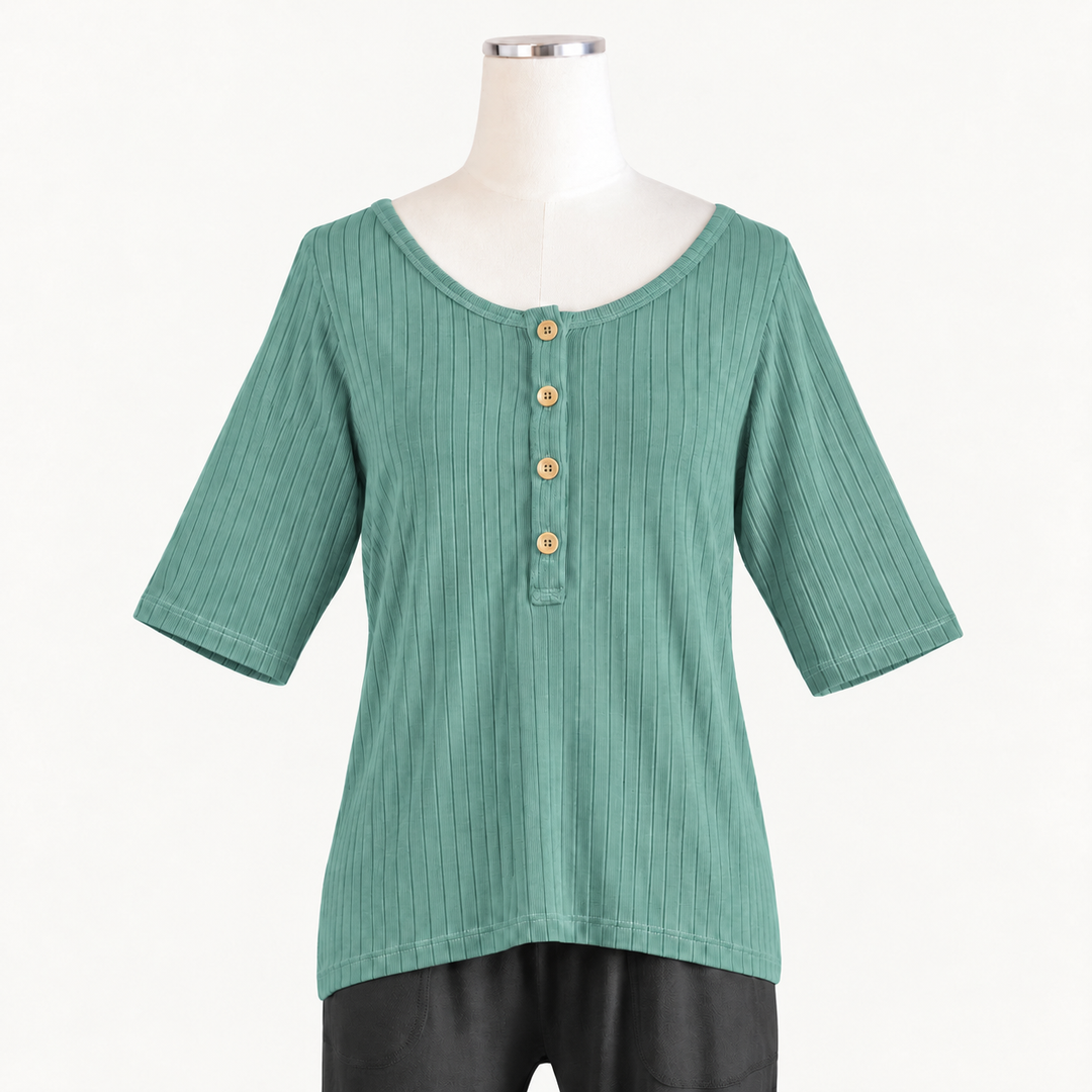 PREORDER womens scoop neck tee | wasabi | woods rib