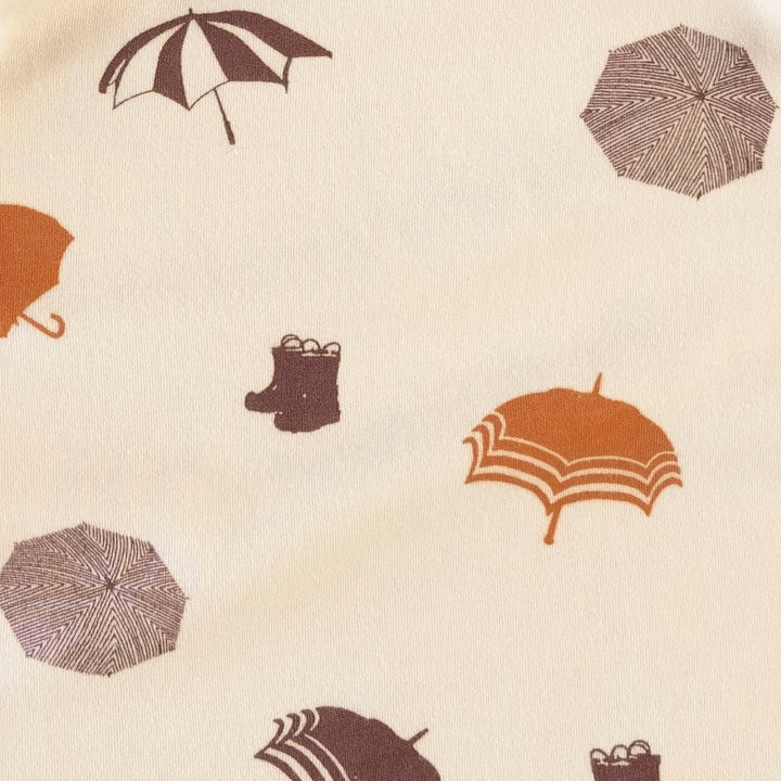short sleeve button front pocket dress | umbrellas | organic cotton interlock