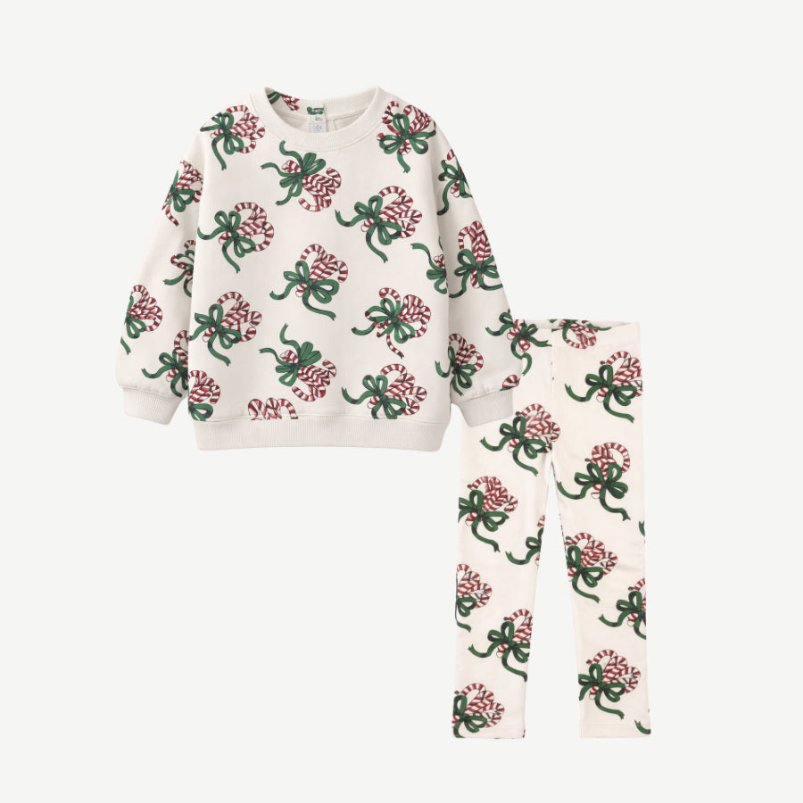 oversized sweatshirt + legging set | candy canes | organic cotton flat rib