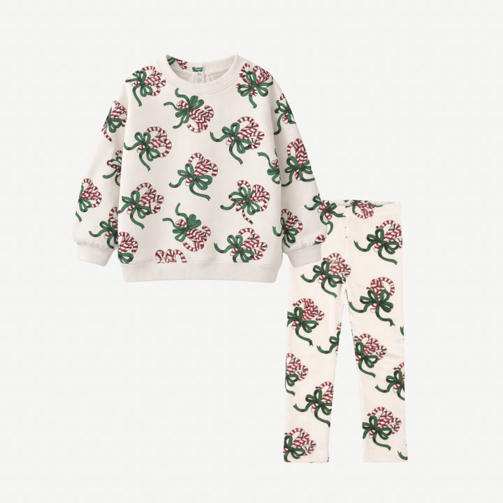 oversized sweatshirt + legging set | candy canes | organic cotton flat rib