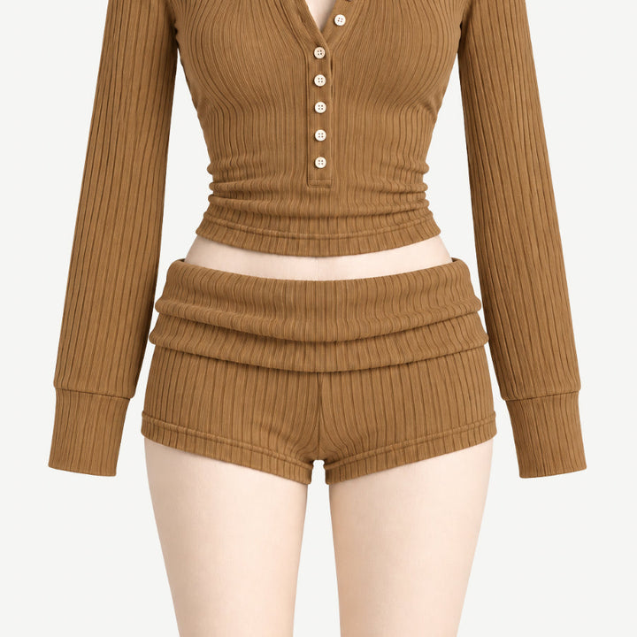 PREORDER womens lola short | apple cinnamon | organic cotton wide rib