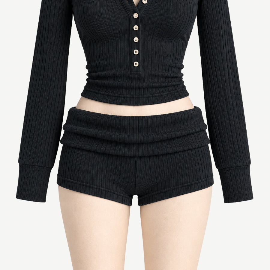 PREORDER womens lola short | black | organic cotton wide rib