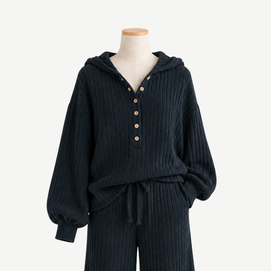 PREORDER womens danielle hoodie | black | organic cotton wide rib