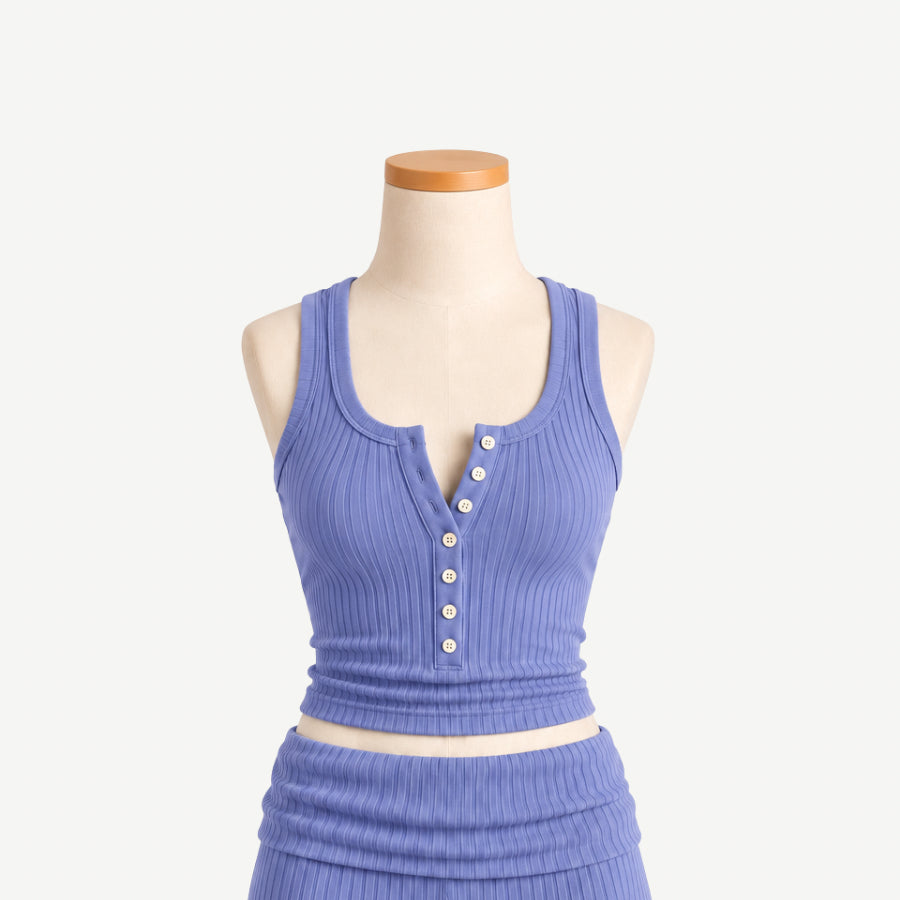 PREORDER womens meagan tank | periwinkle | organic cotton wide rib