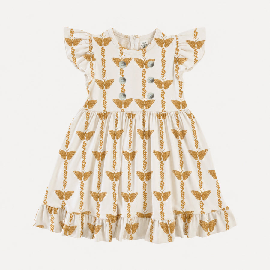 PREORDER flutter sleeve pinafore dress | butterfly vine | bamboo