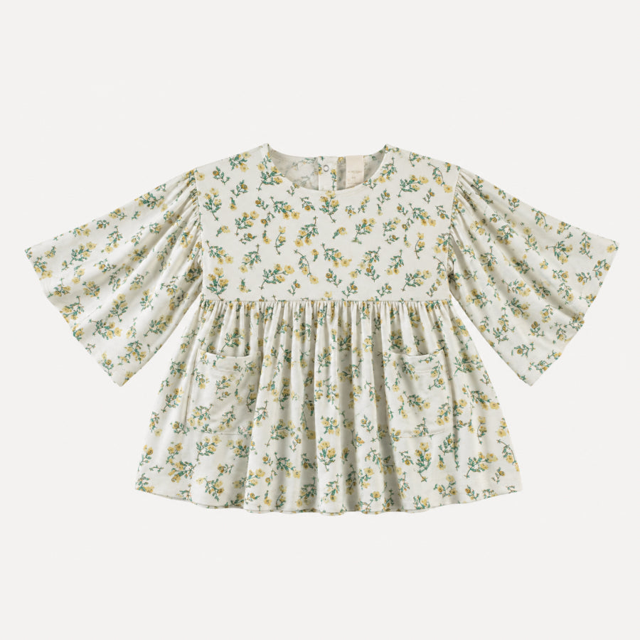 PREORDER bell sleeve gathered tunic | tiny chamomile | bamboo