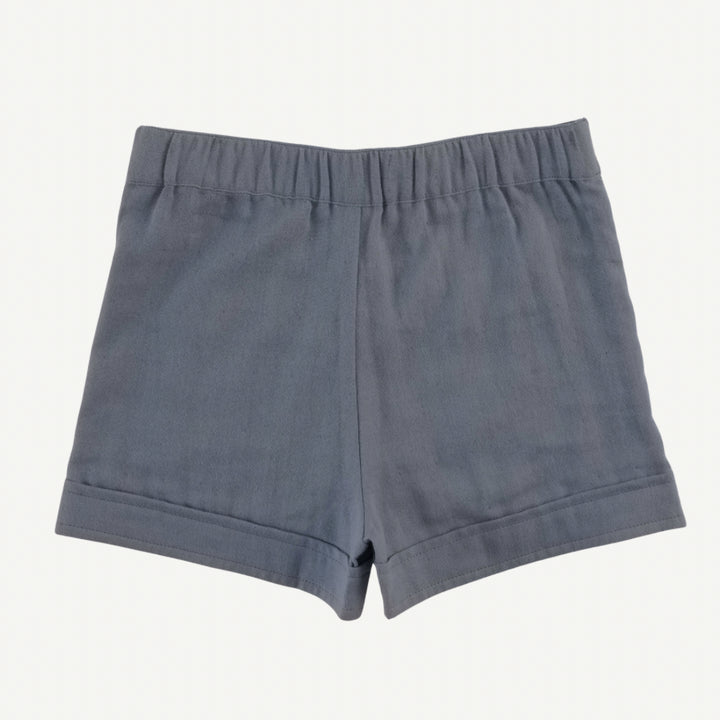 sun embroidered patch pocket short | citadel | organic cotton gauze