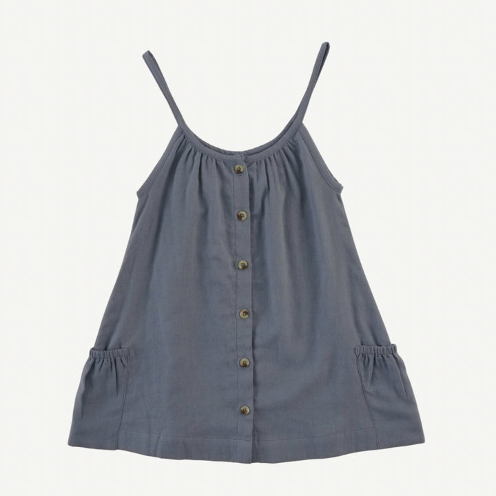 sleeveless button pocket dress | citadel | organic cotton gauze
