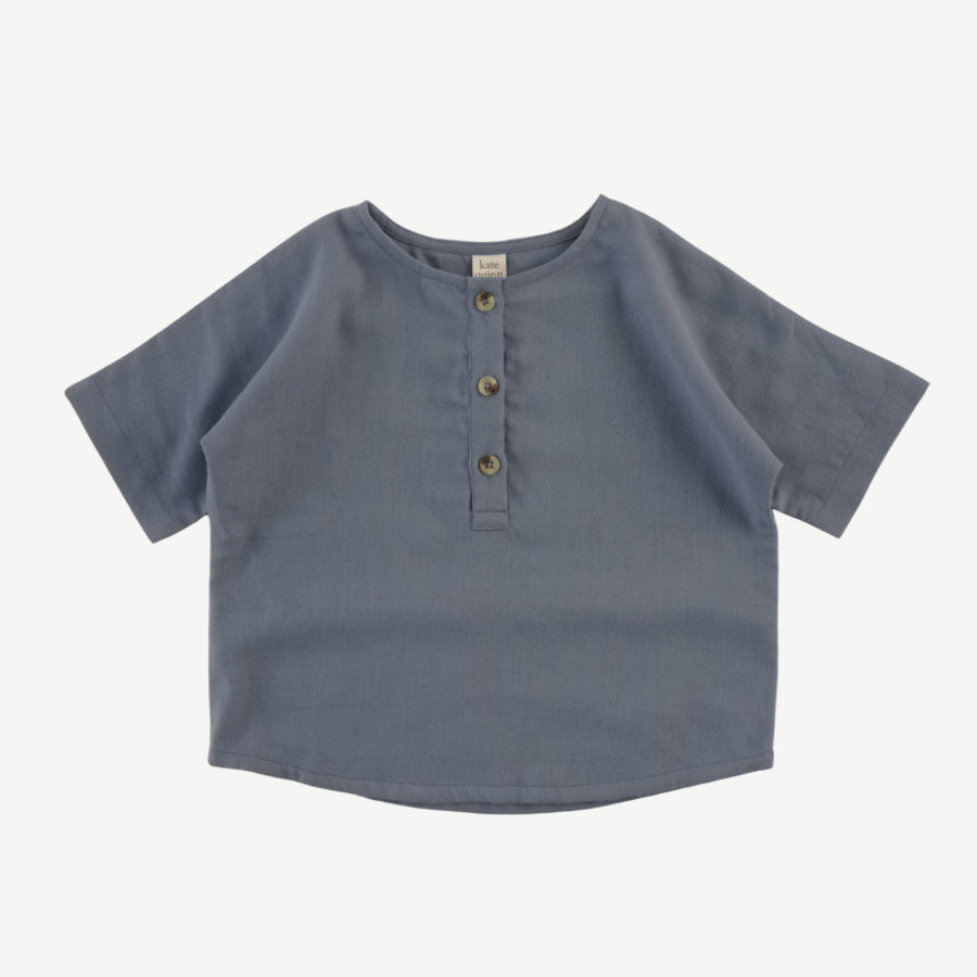 short sleeve oversized boxy henley top | citadel | organic cotton gauze