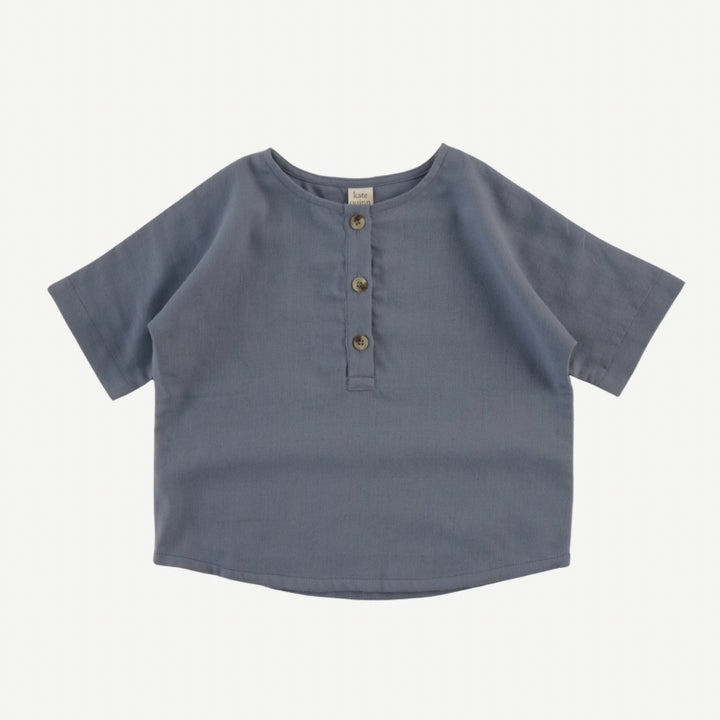 short sleeve oversized boxy henley top | citadel | organic cotton gauze