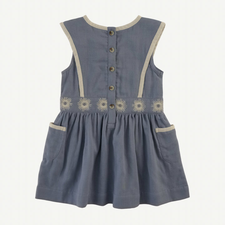 sleeveless embroidered apron dress | citadel | organic cotton gauze