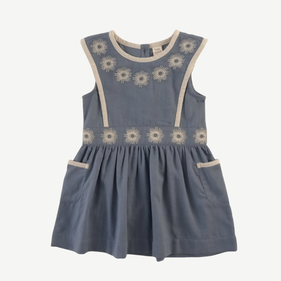 sleeveless embroidered apron dress | citadel | organic cotton gauze