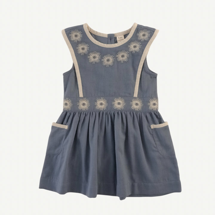sleeveless embroidered apron dress | citadel | organic cotton gauze