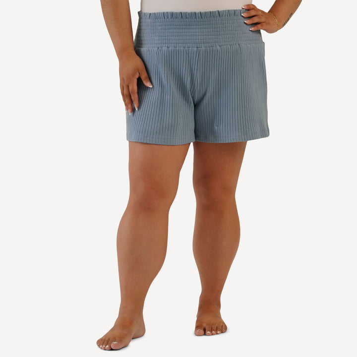 womens smocked short | citadel | organic cotton wide rib