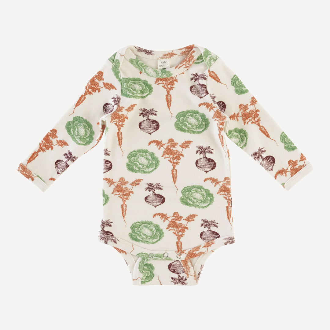 long sleeve lap neck bodysuit | veggies | organic cotton interlock