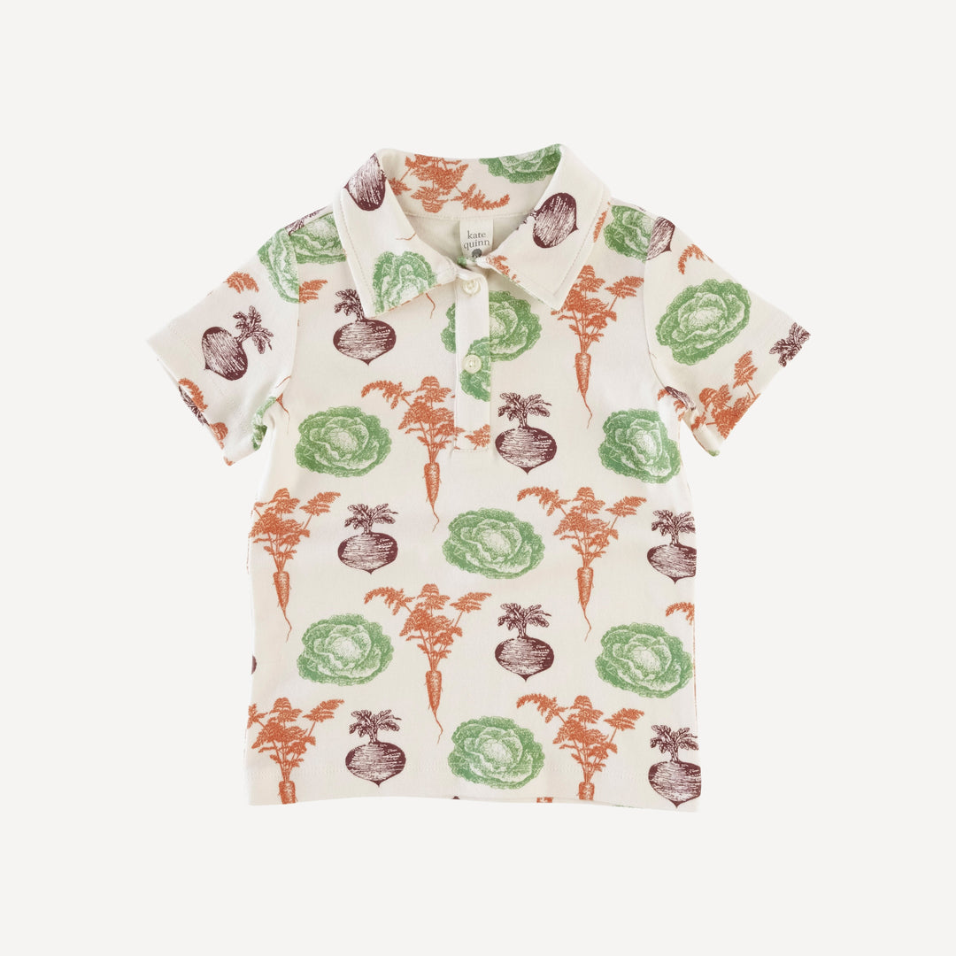 short sleeve polo shirt | veggies | organic cotton interlock