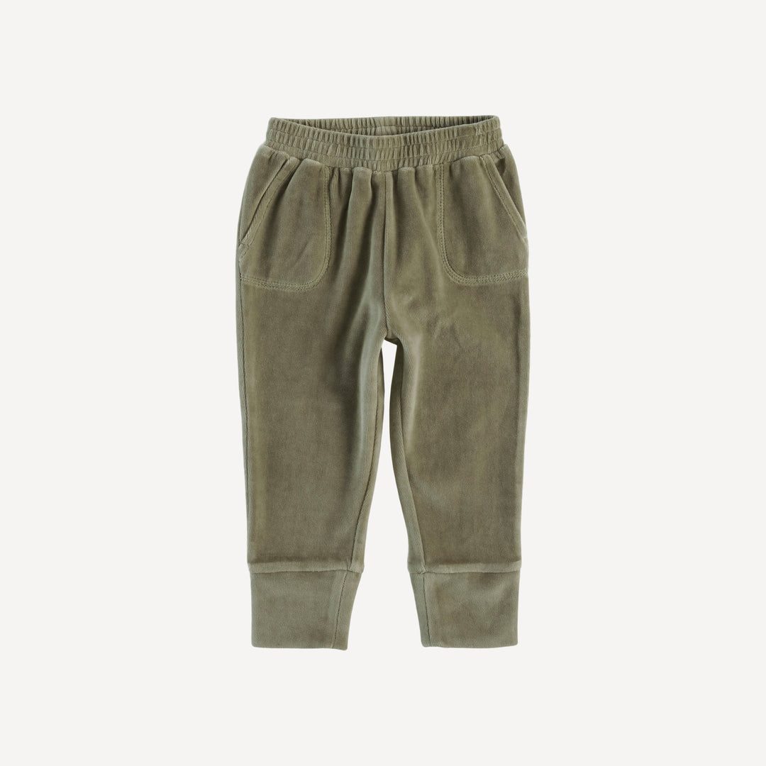 slim sport jogger | vetiver | organic cotton velour