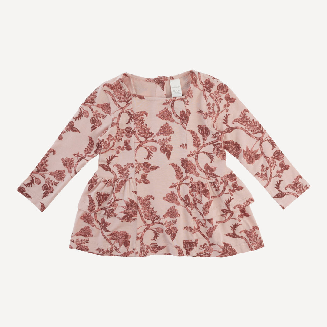 long sleeve vintage ballerina top | villa floral batik | modal