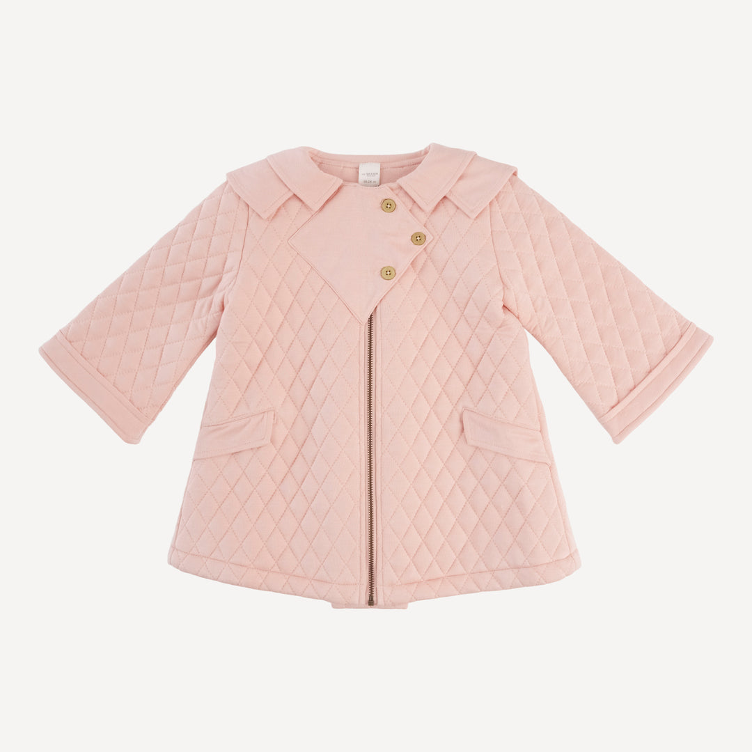 quilted diamond yoke double collar jacket | villa pink | modal