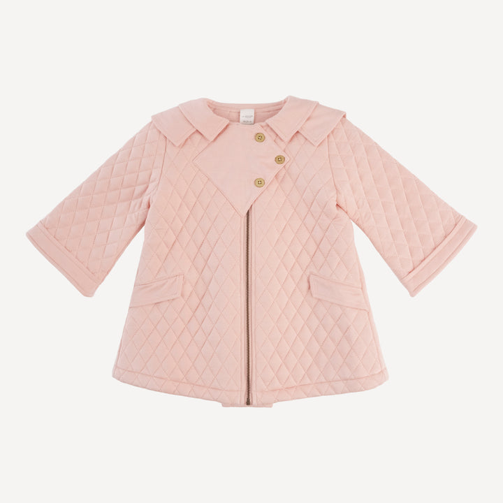 quilted diamond yoke double collar jacket | villa pink | modal