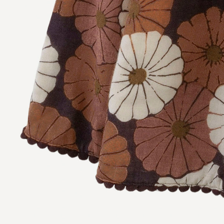 smocked tiered pom pom maxi skirt | vintage daisy | organic cotton gauze