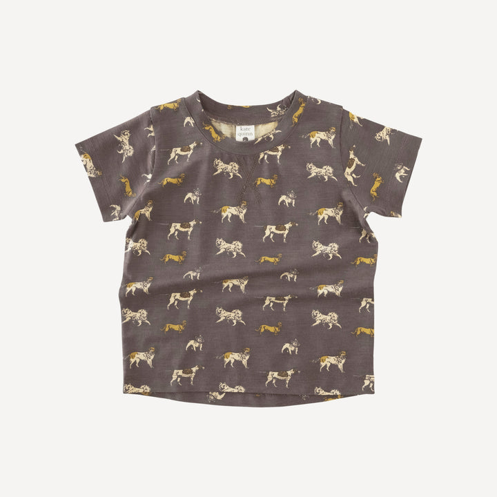 short sleeve essential boxy topstitch tee | vintage dogs | bamboo