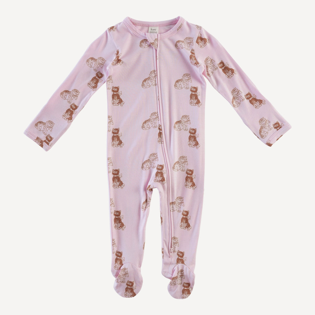 long sleeve two way zipper footie | vintage kitty | bamboo
