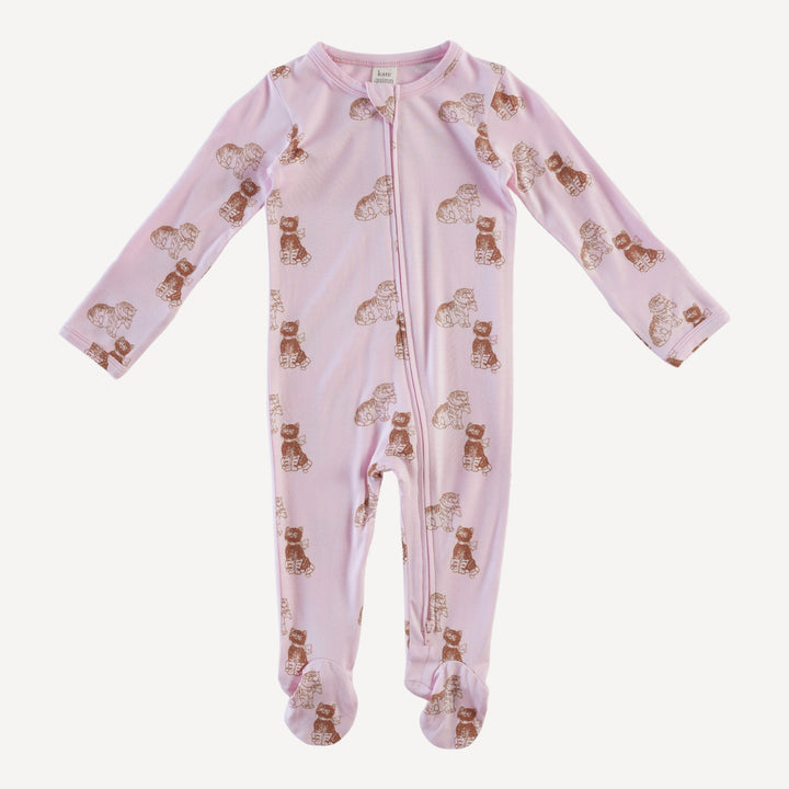 long sleeve two way zipper footie | vintage kitty | bamboo