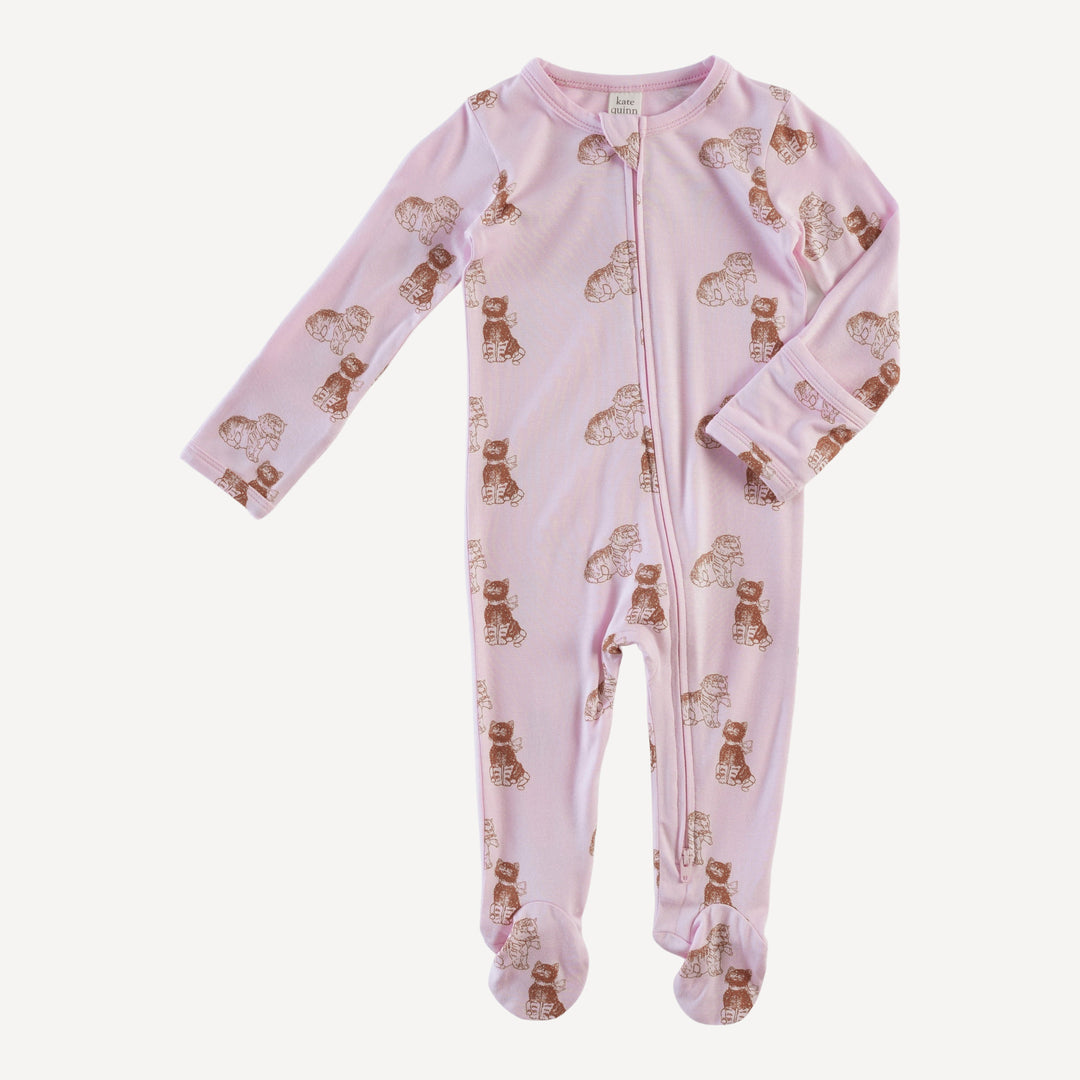 long sleeve two way zipper footie | vintage kitty | bamboo
