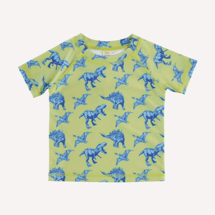 short sleeve rash guard tee | vivid blue dinosaurs | swim