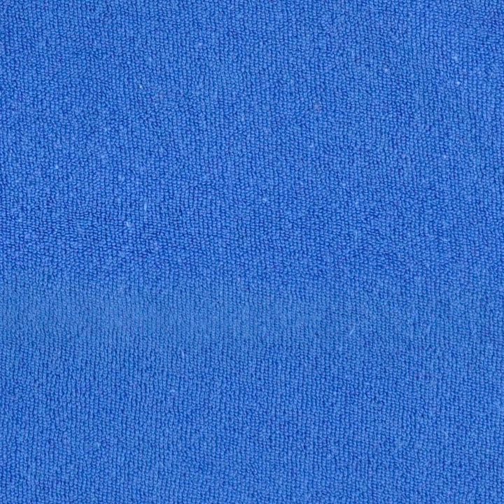 spaghetti tie ruffle off shoulder bubble with pom poms | vivid blue | organic cotton terry