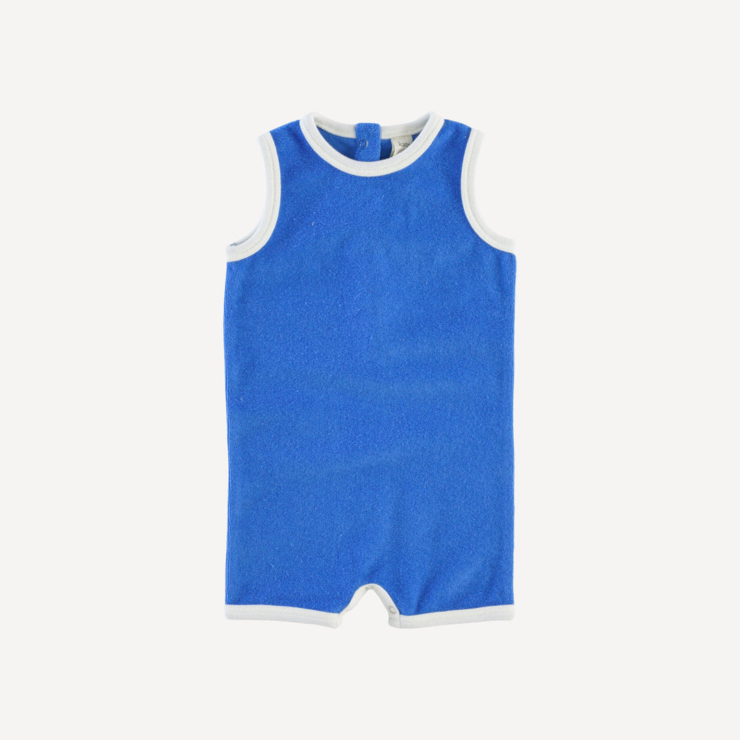 sleeveless ringer shortie | vivid blue | organic cotton terry