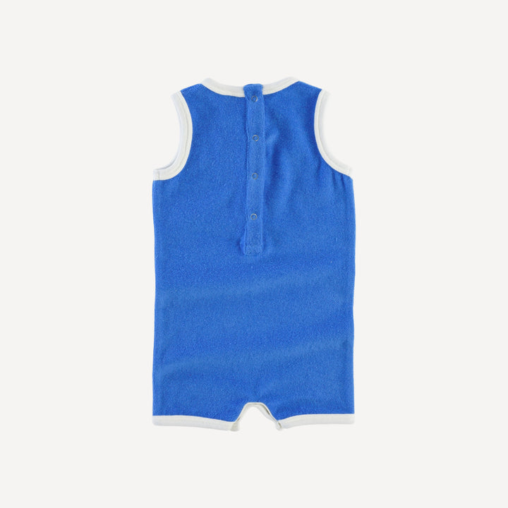 sleeveless ringer shortie | vivid blue | organic cotton terry