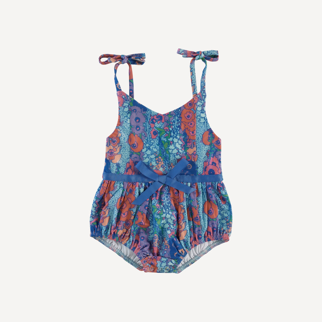 spaghetti tie bow bubble swimsuit | vivid hollyhocks | swim