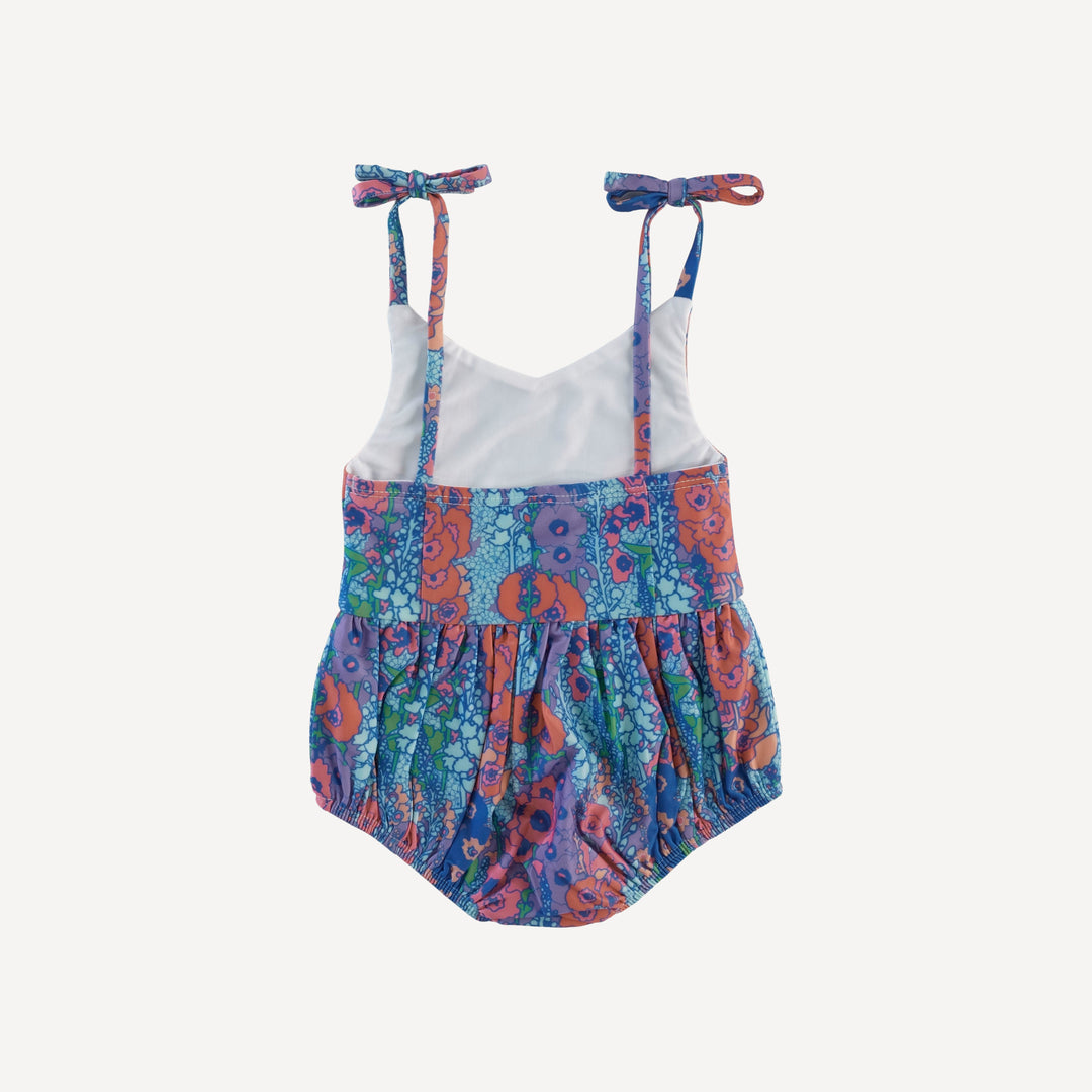 spaghetti tie bow bubble swimsuit | vivid hollyhocks | swim
