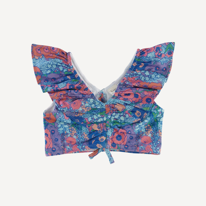 ruffle crop top and ruffle leg bottom swim set | vivid hollyhocks | swim