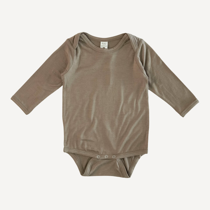 long sleeve lap neck bodysuit | walnut | bamboo