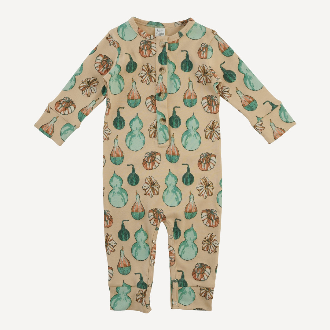 PRESALE long sleeve sport union suit | watercolor gourd | organic cotton interlock