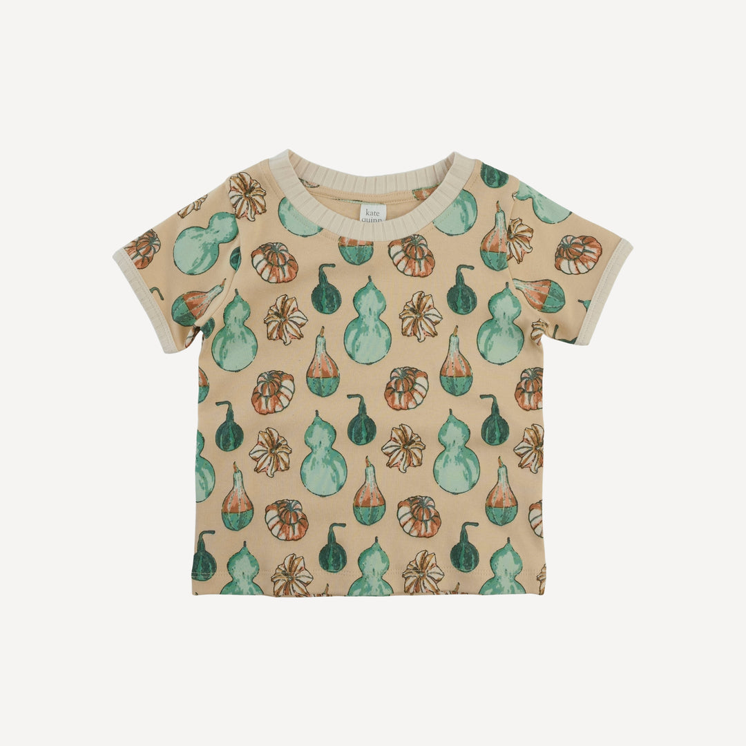 PRESALE short sleeve ringer tee | watercolor gourd | organic cotton interlock