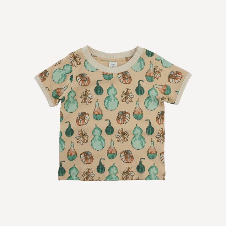 PRESALE short sleeve ringer tee | watercolor gourd | organic cotton interlock