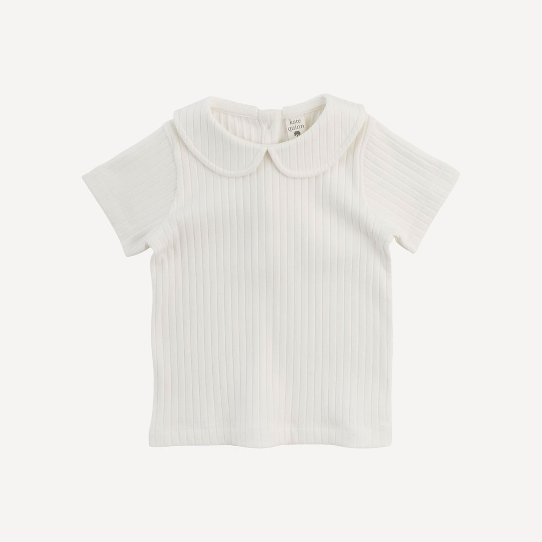 short sleeve peter pan tee | white | organic cotton wide rib