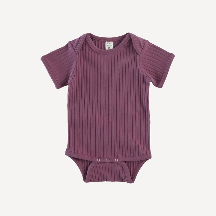 short sleeve lap neck bodysuit | wild ginger | organic cotton wide rib