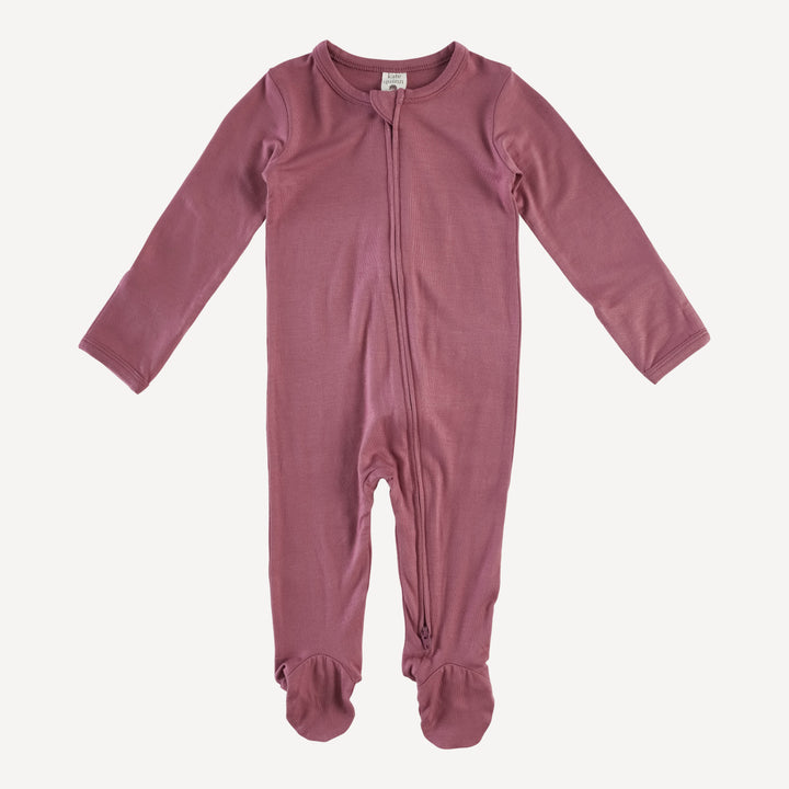 long sleeve zipper footie | wild ginger | bamboo