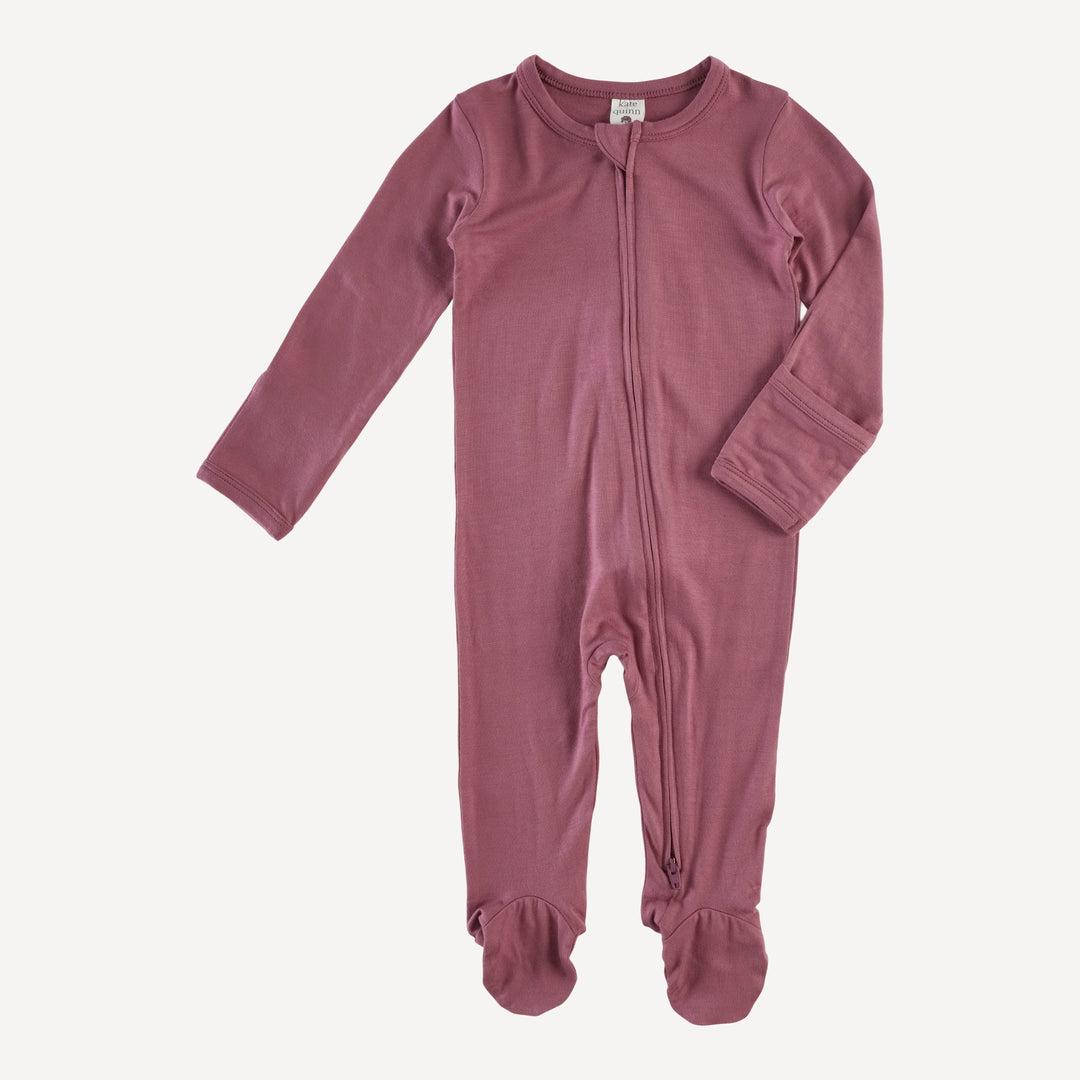 long sleeve zipper footie | wild ginger | bamboo