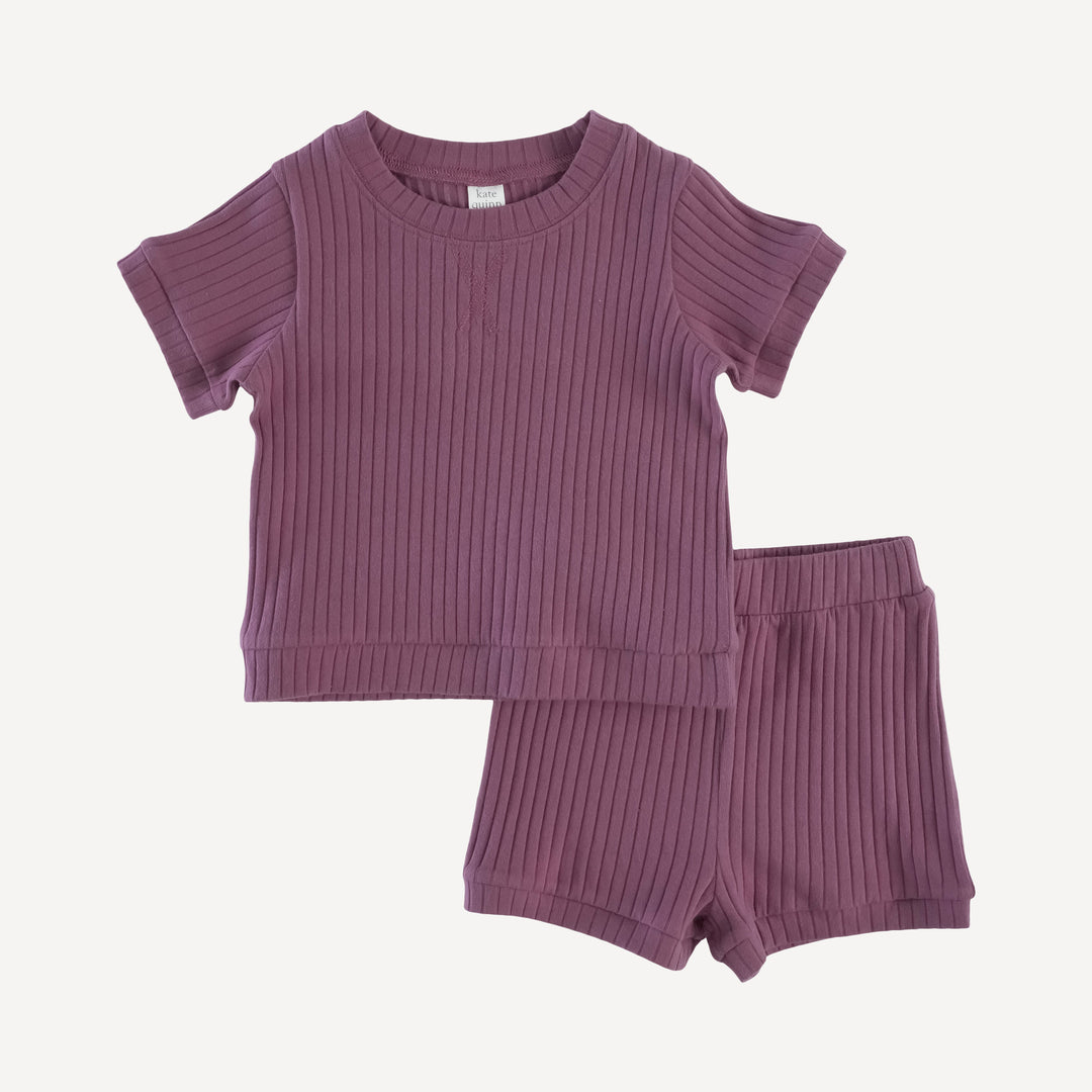 retro shortie short + short sleeve topstitch tee set | wild ginger | organic cotton wide rib